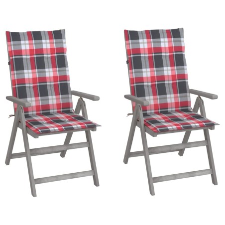 Chaises inclinables de jardin lot de 2 et coussins Bois acacia 548393548393