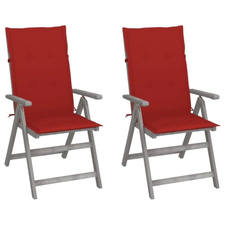 Chaises inclinables de jardin lot de 2 et coussins Bois acacia 548418548418