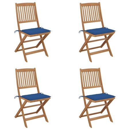 Chaises pliables de jardin lot de 4 avec coussins Bois d'acacia 548426548426
