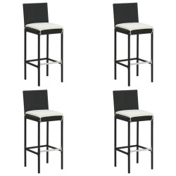 Ensemble de bar d'extérieur 5 pcs coussins Résine tressée Noir 548427548427