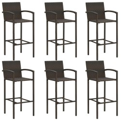 Ensemble de bar d'extérieur 7 pcs accoudoir Poly rotin Marron 548429548429