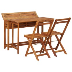 Table à jardinière et 2 chaises de bistro bois d'acacia massif 548432548432