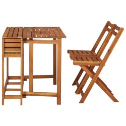 Table à jardinière et 2 chaises de bistro bois d'acacia massif 548432548432