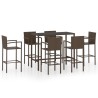Ensemble de bar de jardin 7 pcs Résine tressée Marron 548437548437