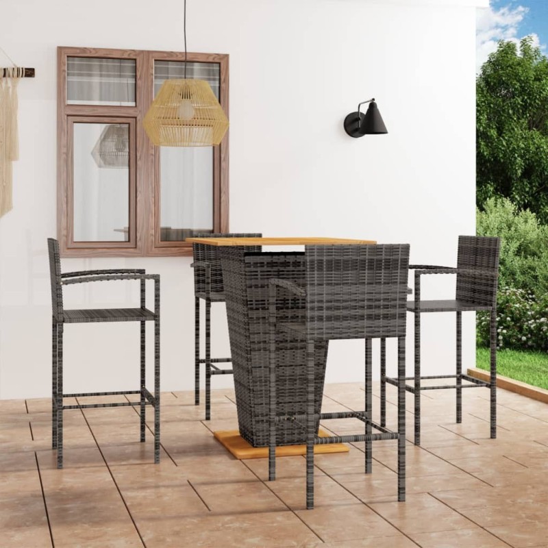 Ensemble de bar de jardin 5 pcs Gris 548456548456