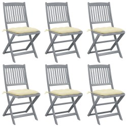 Chaises pliables d'extérieur lot de 6 et coussins Bois d'acacia 548459548459
