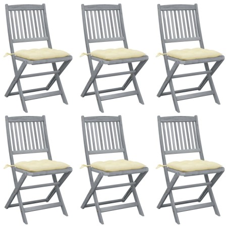 Chaises pliables d'extérieur lot de 6 et coussins Bois d'acacia 548459548459