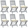 Chaises pliables d'extérieur lot de 6 et coussins Bois d'acacia 548459548459