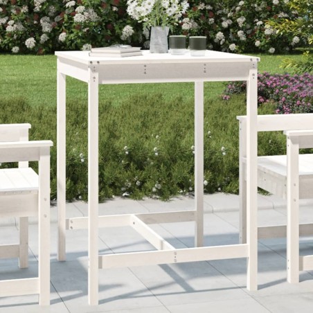Table de jardin blanc 82,5x82,5x110 cm bois massif de pin 548472548472