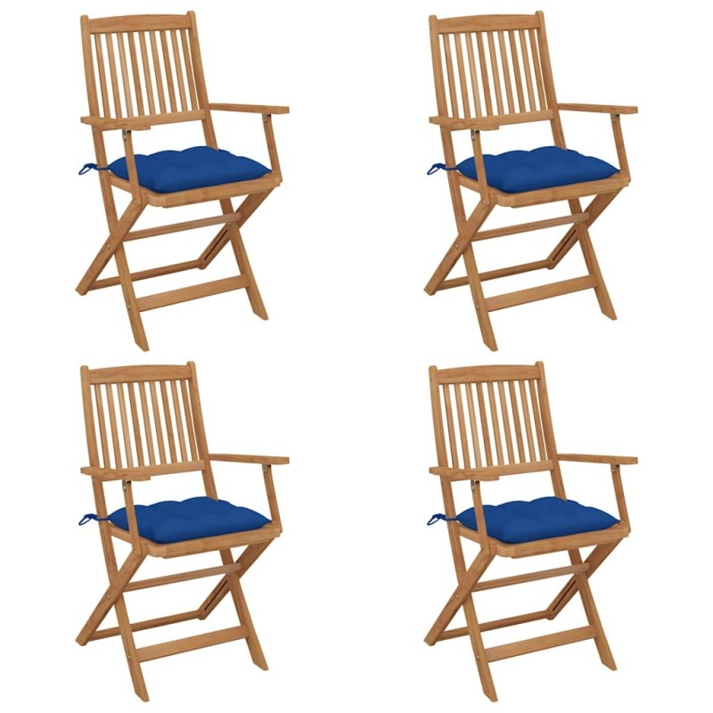 Chaises pliables de jardin lot de 4 avec coussins Bois d'acacia 548478548478