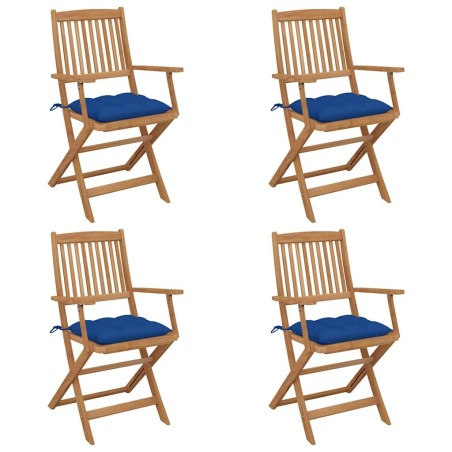 Chaises pliables de jardin lot de 4 avec coussins Bois d'acacia 548478548478
