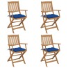 Chaises pliables de jardin lot de 4 avec coussins Bois d'acacia 548478548478