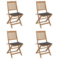 Chaises pliables de jardin lot de 4 avec coussins Bois d'acacia 548489548489