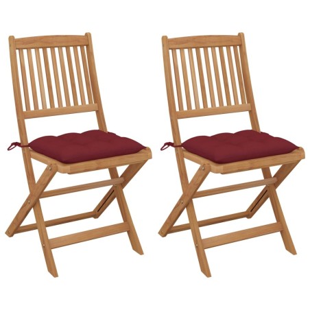 Chaises pliables de jardin lot de 2 avec coussins Bois d'acacia 548490548490