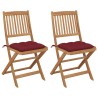 Chaises pliables de jardin lot de 2 avec coussins Bois d'acacia 548490548490