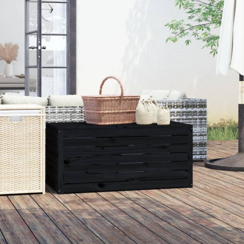 Boîte de jardin noir 101x50,5x46,5 cm bois massif de pin 548495548495