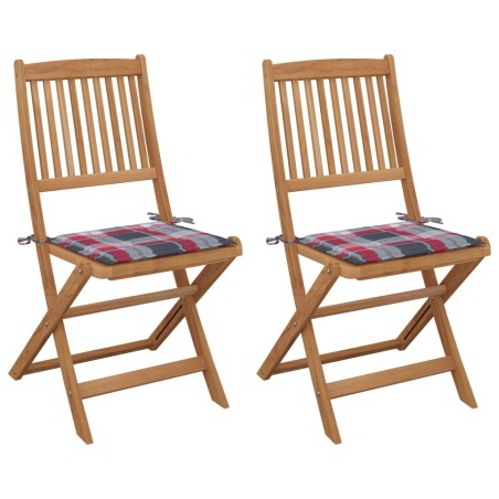 Chaises pliables de jardin lot de 2 avec coussins Bois d'acacia 548497548497
