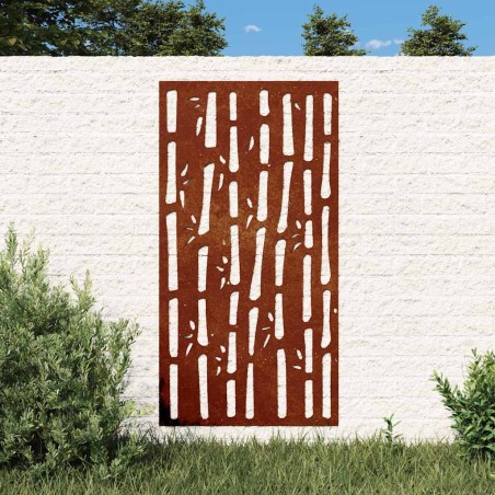 Décoration murale jardin 105x55 cm acier corten design bambou 548502548502