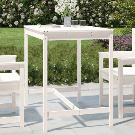 Table de jardin blanc 121x82,5x110 cm bois massif de pin 548505548505