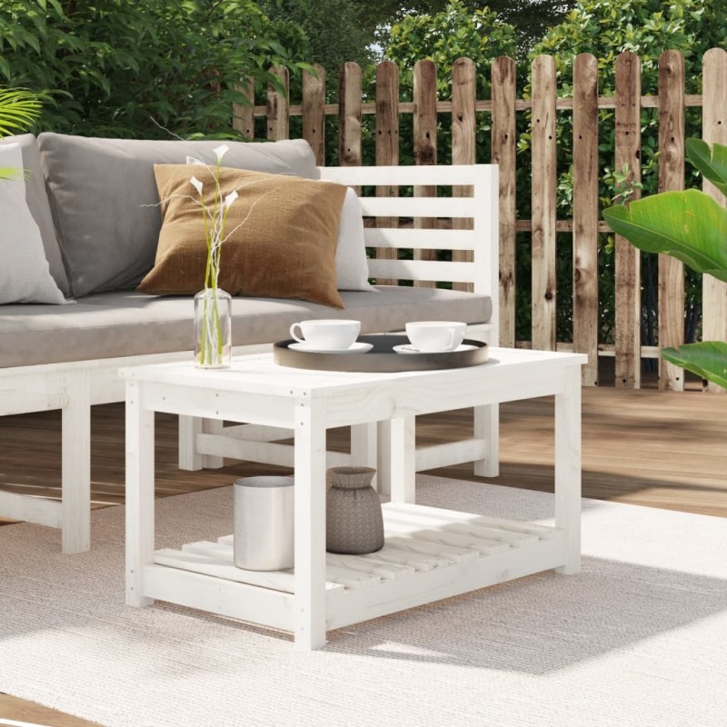 Table de jardin blanc 82,5x50,5x45 cm bois massif de pin 548525548525