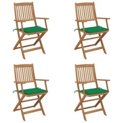 Chaises pliables de jardin lot de 4 avec coussins Bois d'acacia 548528548528