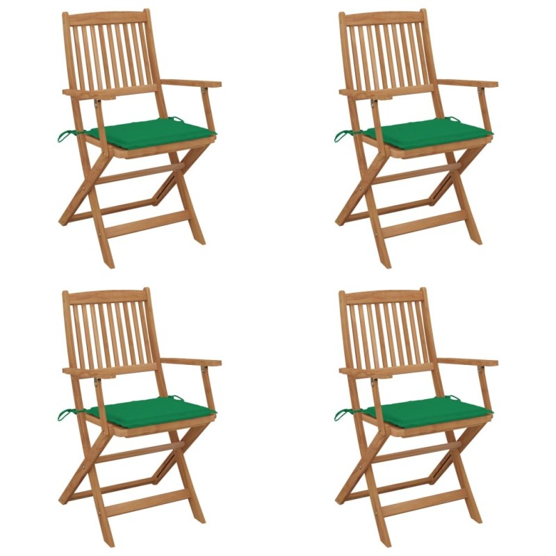 Chaises pliables de jardin lot de 4 avec coussins Bois d'acacia 548528548528