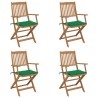 Chaises pliables de jardin lot de 4 avec coussins Bois d'acacia 548528548528