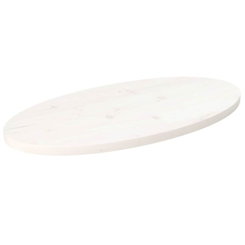 Dessus de table blanc 70x35x2,5 cm bois de pin massif ovale 548532548532