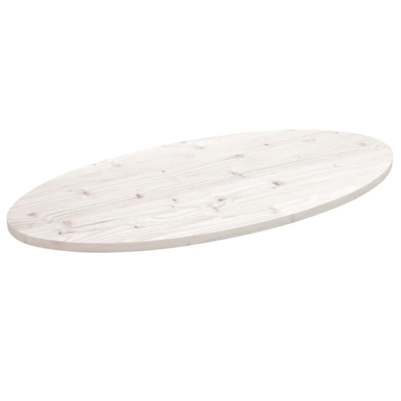 Dessus de table blanc 110x55x2,5 cm bois de pin massif ovale 548539548539