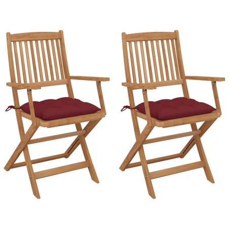 Chaises pliables de jardin lot de 2 avec coussins Bois d'acacia 548555548555