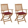 Chaises pliables de jardin lot de 2 avec coussins Bois d'acacia 548555548555
