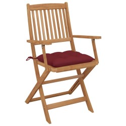 Chaises pliables de jardin lot de 2 avec coussins Bois d'acacia 548555548555