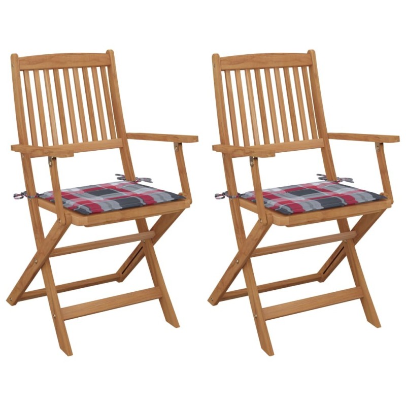 Chaises pliables de jardin lot de 2 avec coussins Bois d'acacia 548564548564