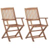 Chaises pliables de jardin lot de 2 avec coussins Bois d'acacia 548564548564