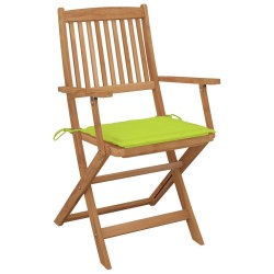Chaises pliables de jardin lot de 2 avec coussins Bois d'acacia 548565548565