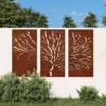 Décorations murales jardin 3 pcs 105x55 cm design d'arbre acier 548569548569