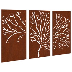 Décorations murales jardin 3 pcs 105x55 cm design d'arbre acier 548569548569