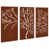 Décorations murales jardin 3 pcs 105x55 cm design d'arbre acier 548569548569
