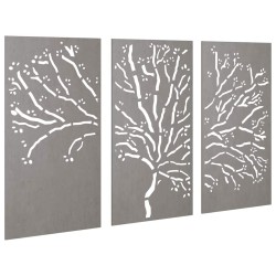 Décorations murales jardin 3 pcs 105x55 cm design d'arbre acier 548569548569