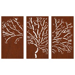 Décorations murales jardin 3 pcs 105x55 cm design d'arbre acier 548569548569