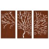 Décorations murales jardin 3 pcs 105x55 cm design d'arbre acier 548569548569