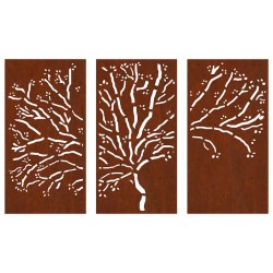 Décorations murales jardin 3 pcs 105x55 cm design d'arbre acier 548569548569