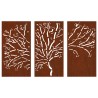 Décorations murales jardin 3 pcs 105x55 cm design d'arbre acier 548569548569