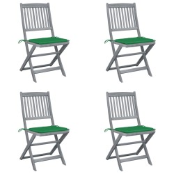 Chaises pliables d'extérieur lot de 4 et coussins Bois d'acacia 548570548570
