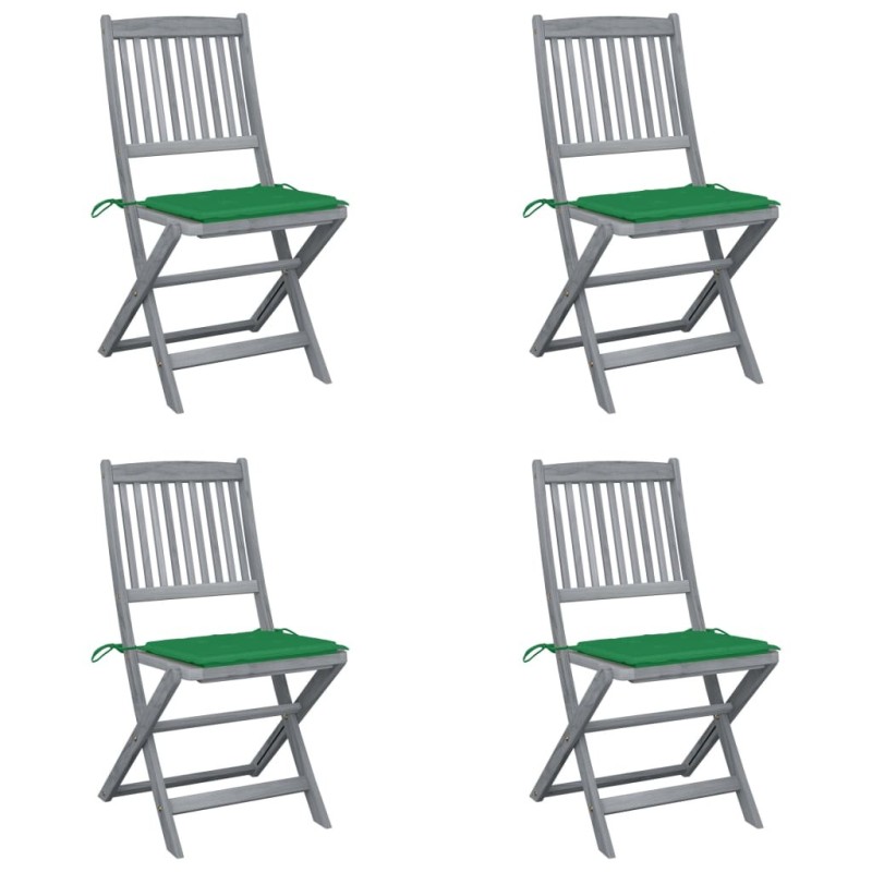 Chaises pliables d'extérieur lot de 4 et coussins Bois d'acacia 548570548570