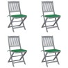 Chaises pliables d'extérieur lot de 4 et coussins Bois d'acacia 548570548570