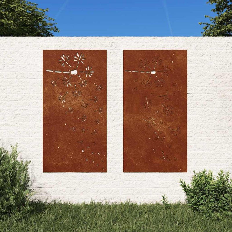 Décorations murales de jardin 2pcs 105x55 cm design de fleur 548574548574