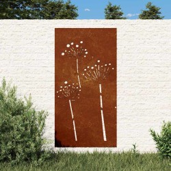 Décoration murale jardin 105x55 cm acier corten design de fleur 548576548576