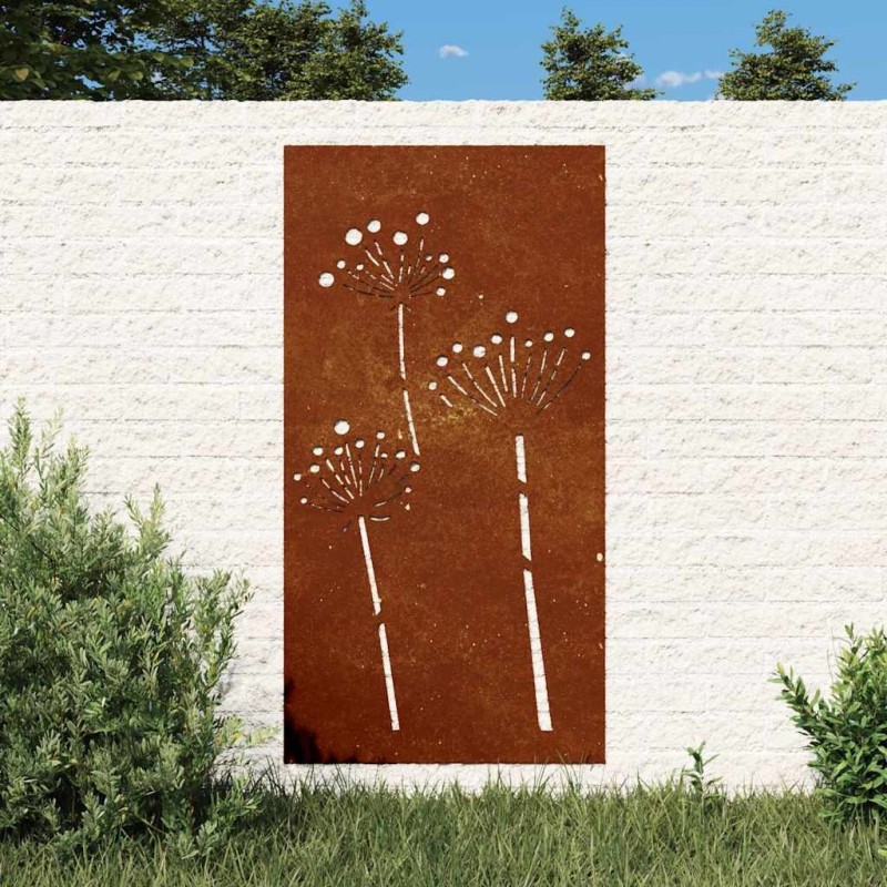 Décoration murale jardin 105x55 cm acier corten design de fleur 548576548576