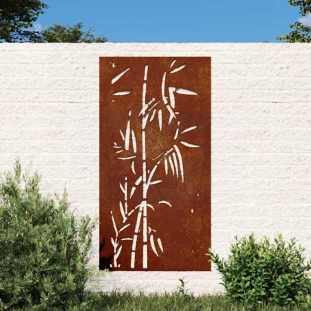 Décoration murale jardin 105x55 cm acier corten design bambou 548579548579